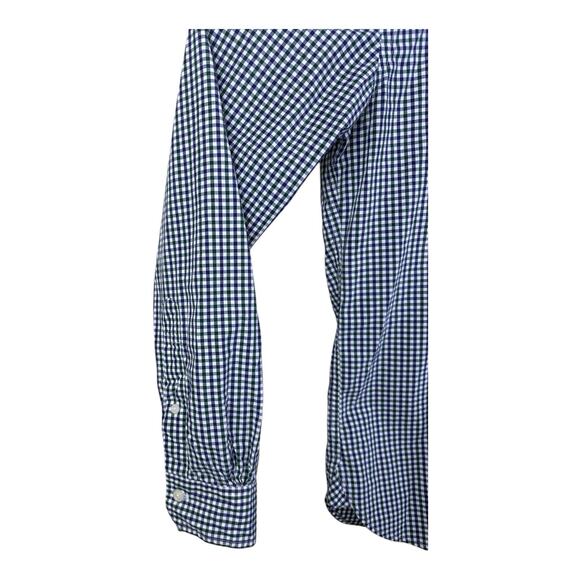 Brooks Brothers Dress Shirt Mens Medium 1818 Polo Blue Green Plaid - Picture 5 of 14